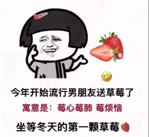 抖音今年开始流行男朋友送草莓了寓意是莓心莓肺莓烦恼表情包图片高清完整版图1: