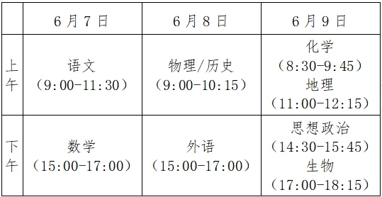 2021年高考时间和考试科目安排图片合集分享图2: