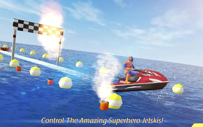 水上摩托赛超级英雄联盟游戏手机版（Jetski Water Racing: Superheroes League）图片1