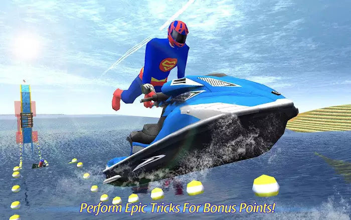 水上摩托赛超级英雄联盟游戏手机版（Jetski Water Racing: Superheroes League）图2: